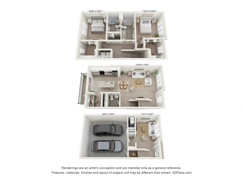 Floor plan for 2 beds, 2.5 baths, 1684 sqft
